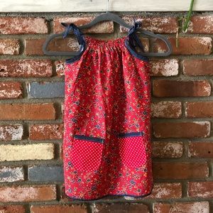 Floral Polka Dot Tie Strap Girls Dress